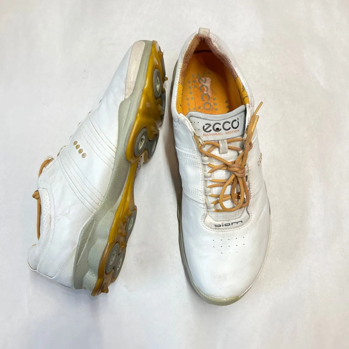 Men’s Ecco Biom Golf Shoe • White  Hydromax Yak Leather • Size 45