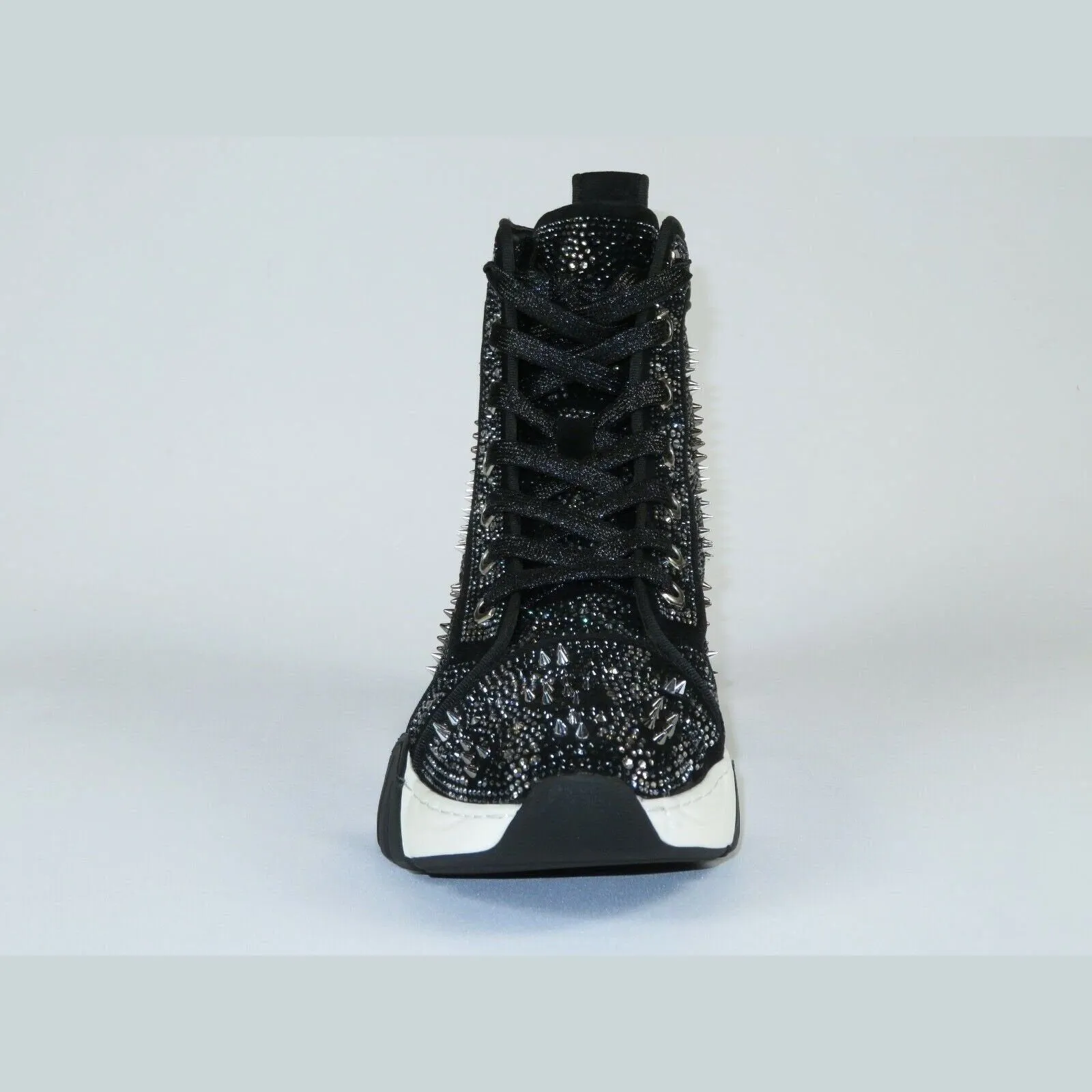 Mens High Top Shoes By FIESSO AURELIO GARCIA,Spikes Rhine stones 2412 Black