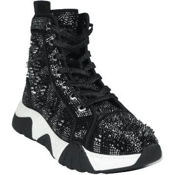 Mens High Top Shoes By FIESSO AURELIO GARCIA,Spikes Rhine stones 2412 Black