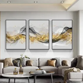 Minimalist Abstract Golden Mountain Landscape Wall Art Fine Art Canvas Prints Luxury Pictures For Living Room Dining Room Modern Home Office Art Decor