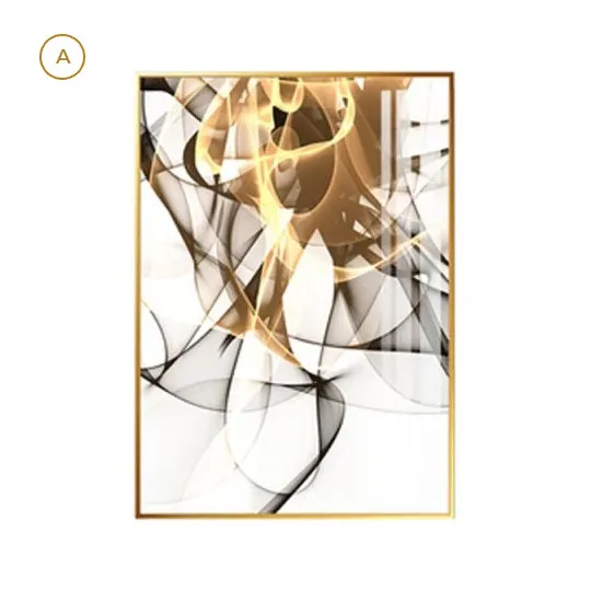 Minimalist Abstract Golden Swirls Atmospheric Wall Art Fine Art Canvas Print Pictures For Luxury Living Room Modern Loft Home Office Art Decor