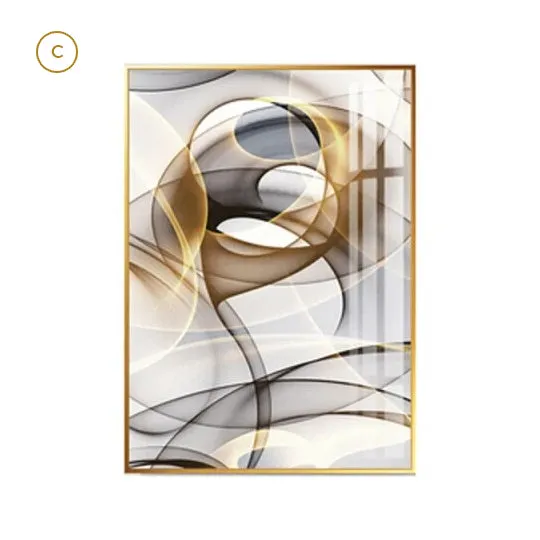 Minimalist Abstract Golden Swirls Atmospheric Wall Art Fine Art Canvas Print Pictures For Luxury Living Room Modern Loft Home Office Art Decor