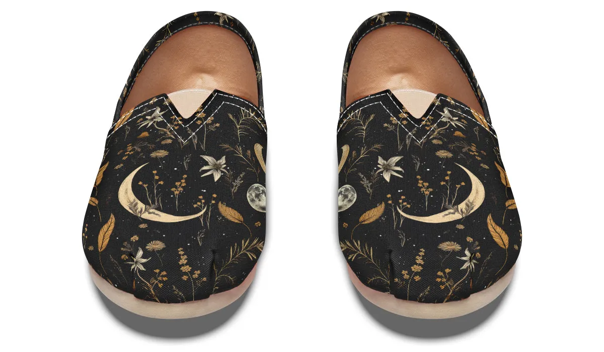 Moonlit Botanica Espadrilles - Lightweight Canvas Slip-Ons with Elastic V for Easy Comfort