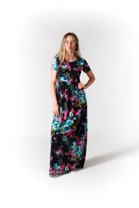 Navy Flower Fields Maxi Dress