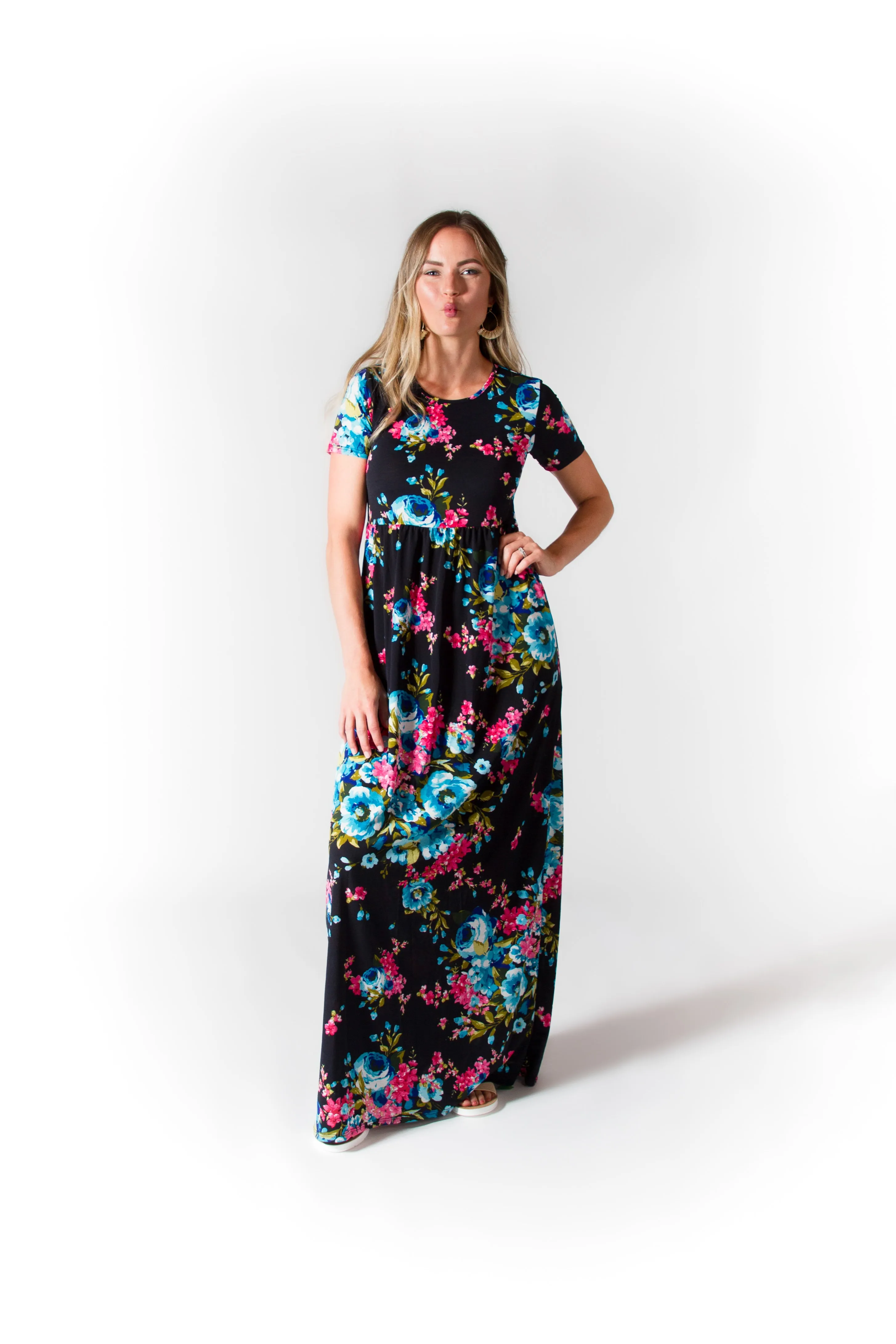 Navy Flower Fields Maxi Dress