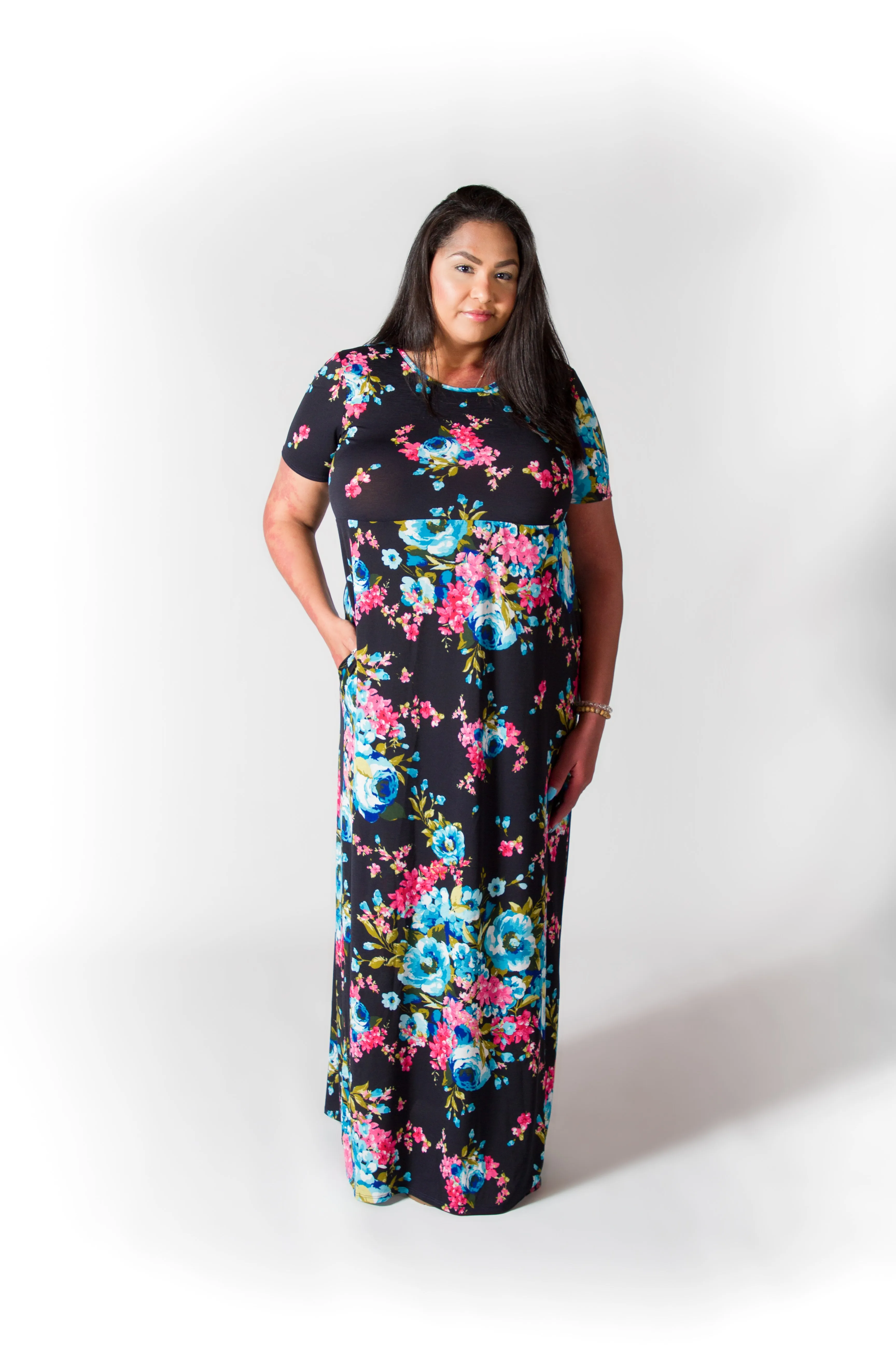 Navy Flower Fields Maxi Dress