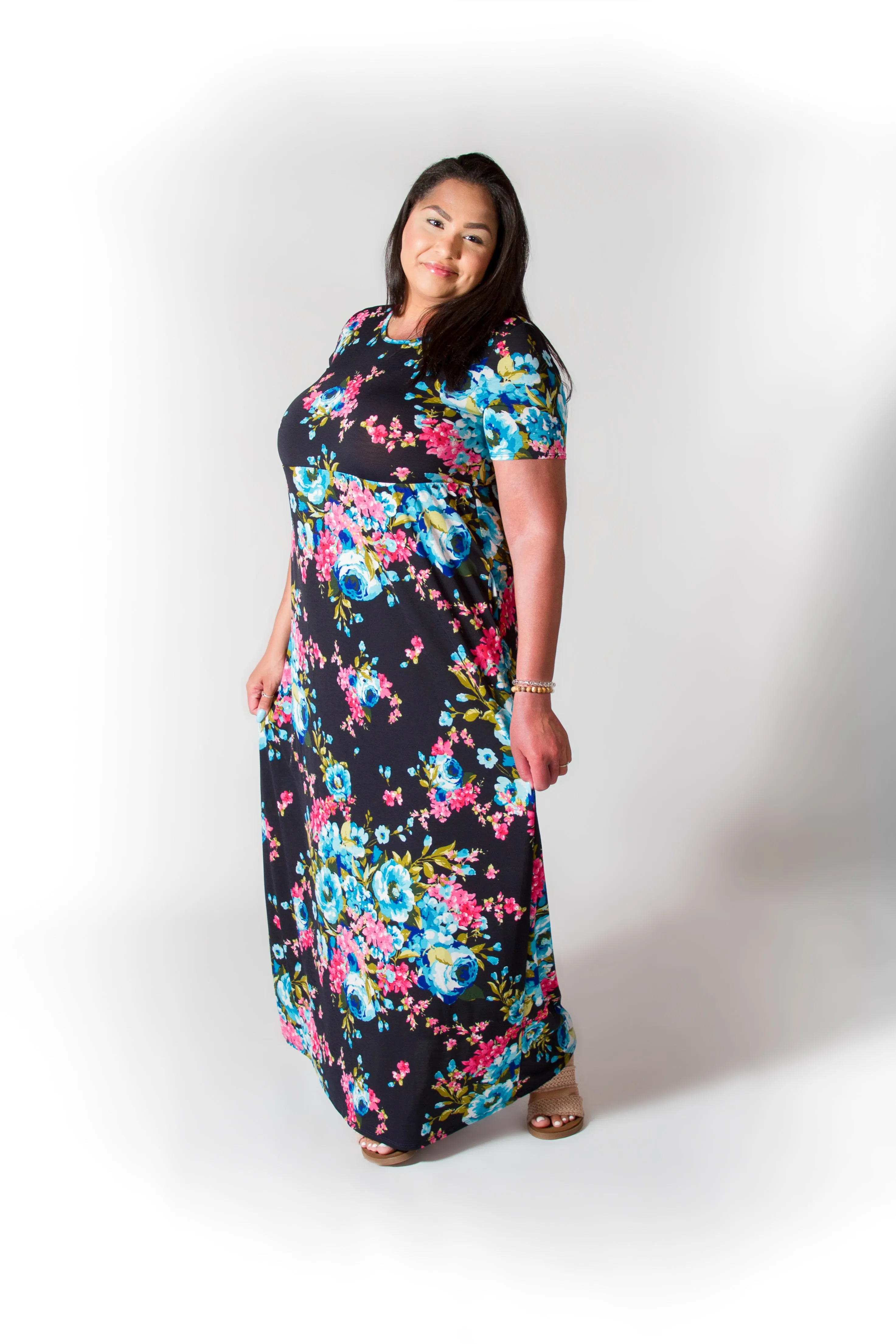 Navy Flower Fields Maxi Dress