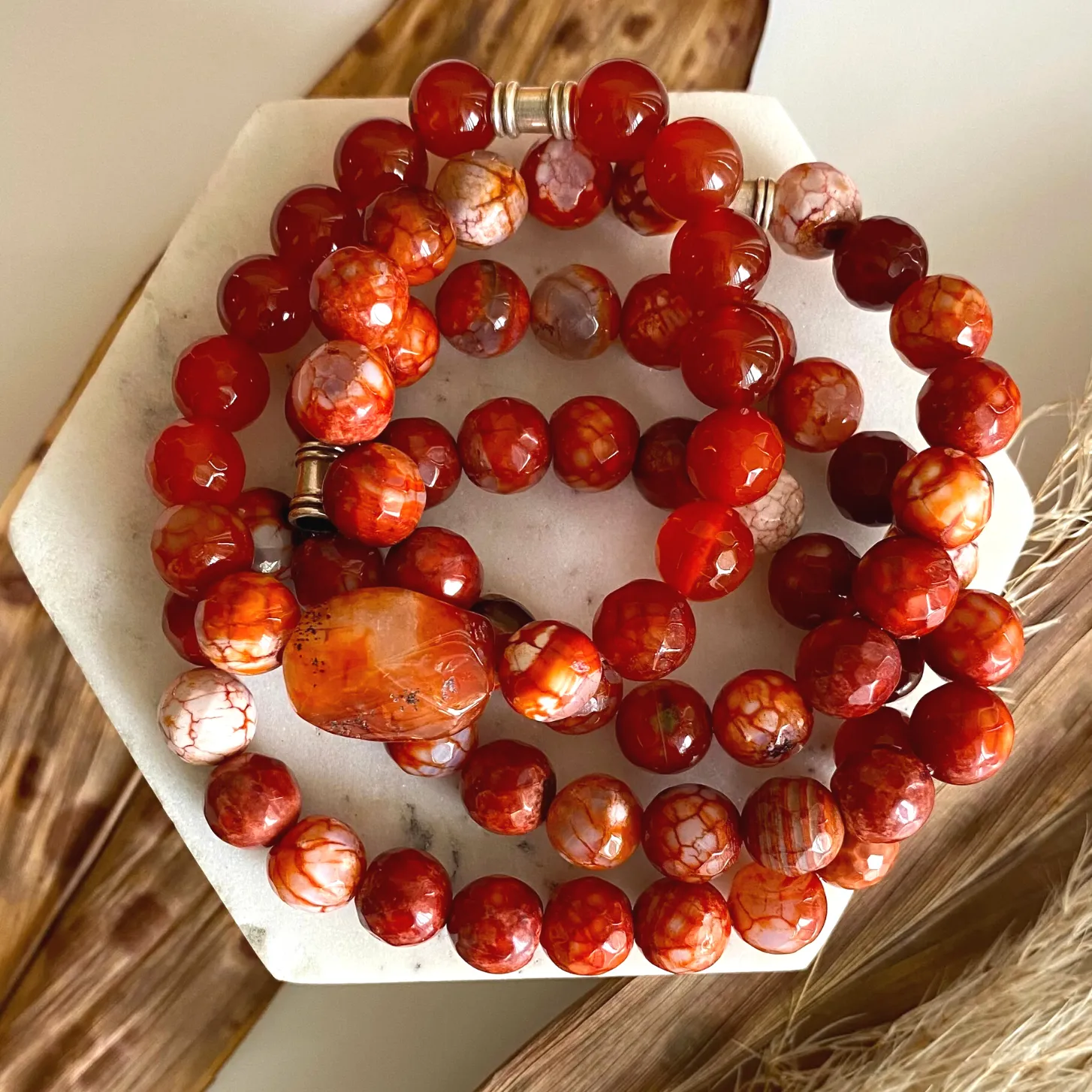 Orange Agate Gemstone Bracelet