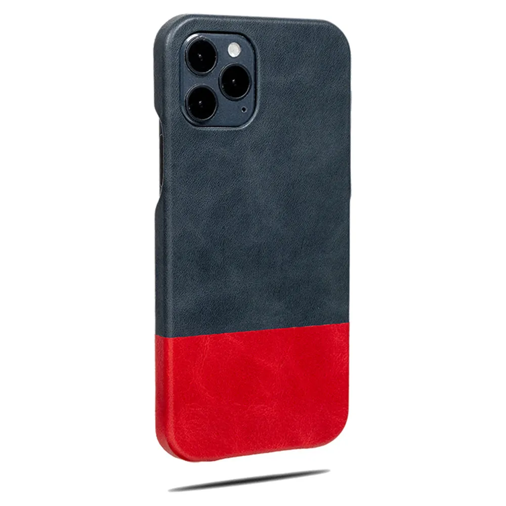 Peacock Blue & Crimson Red iPhone 13 Pro Leather Case