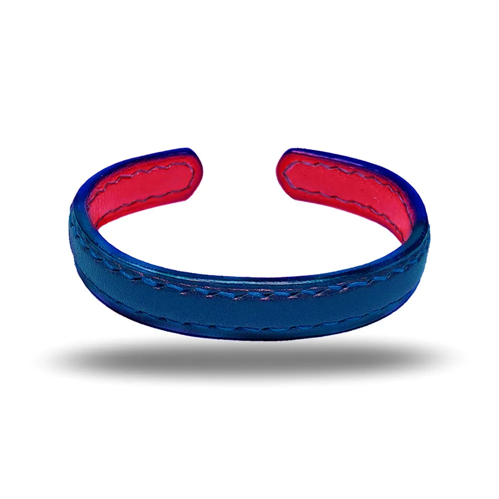 Peacock Blue & Crimson Red Leather Bracelet