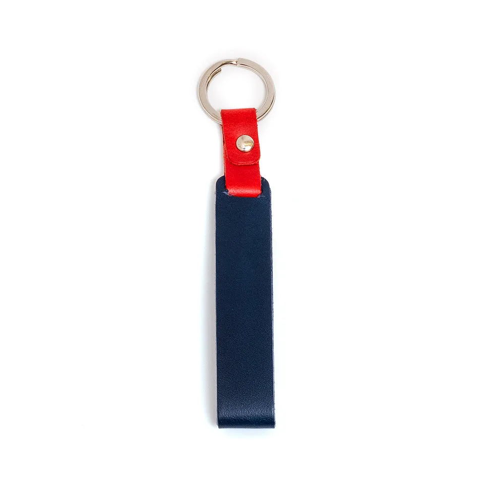 Peacock Blue & Crimson Red Leather Keychain