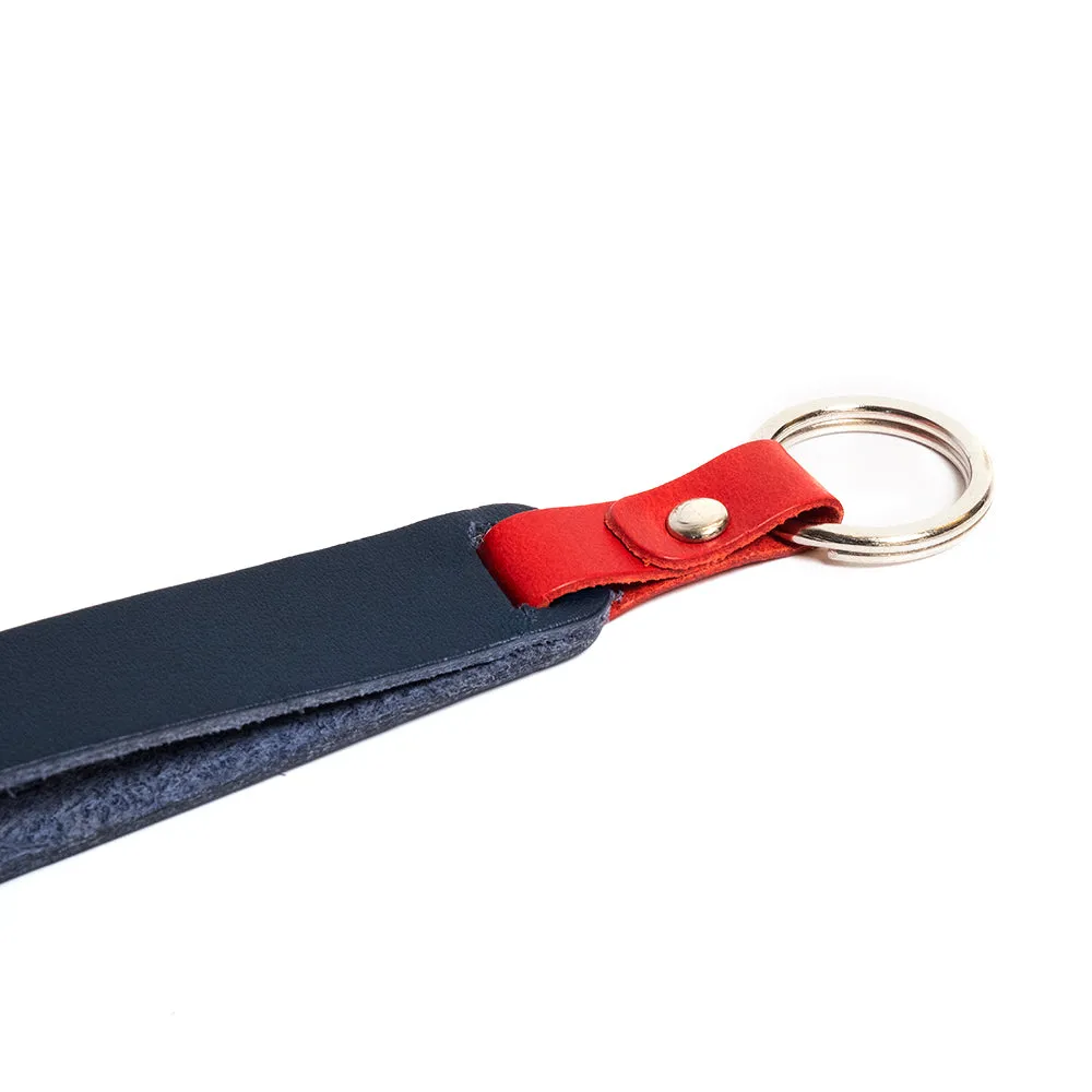 Peacock Blue & Crimson Red Leather Keychain