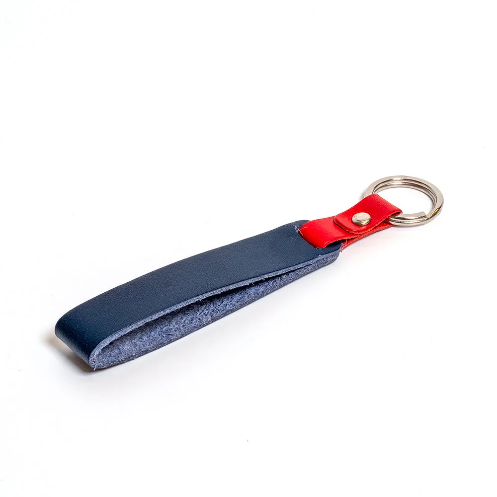 Peacock Blue & Crimson Red Leather Keychain