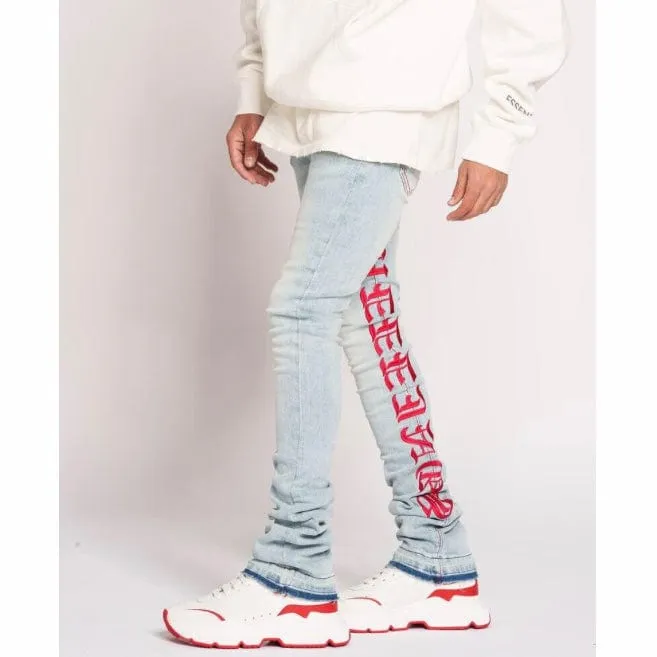 Pheelings Against All Odds Flare Stack Denim (Light Wash/Red)