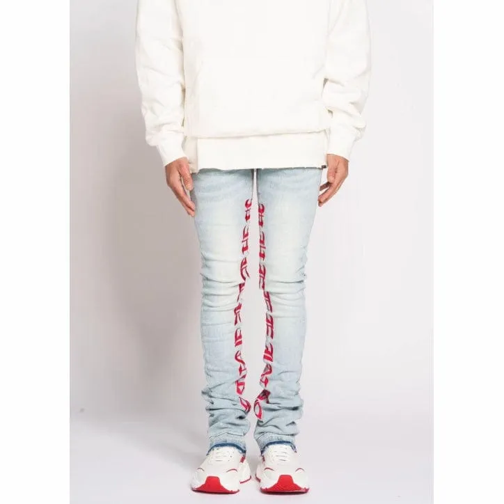 Pheelings Against All Odds Flare Stack Denim (Light Wash/Red)