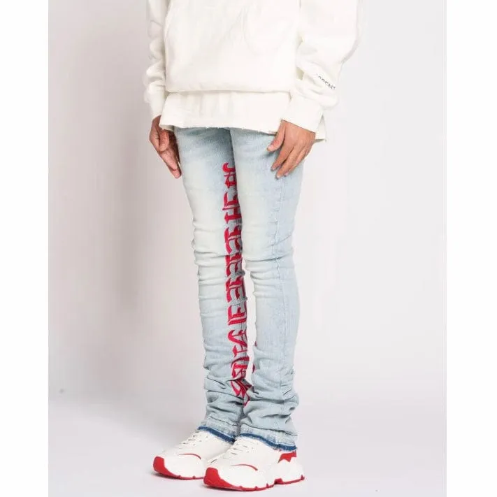 Pheelings Against All Odds Flare Stack Denim (Light Wash/Red)