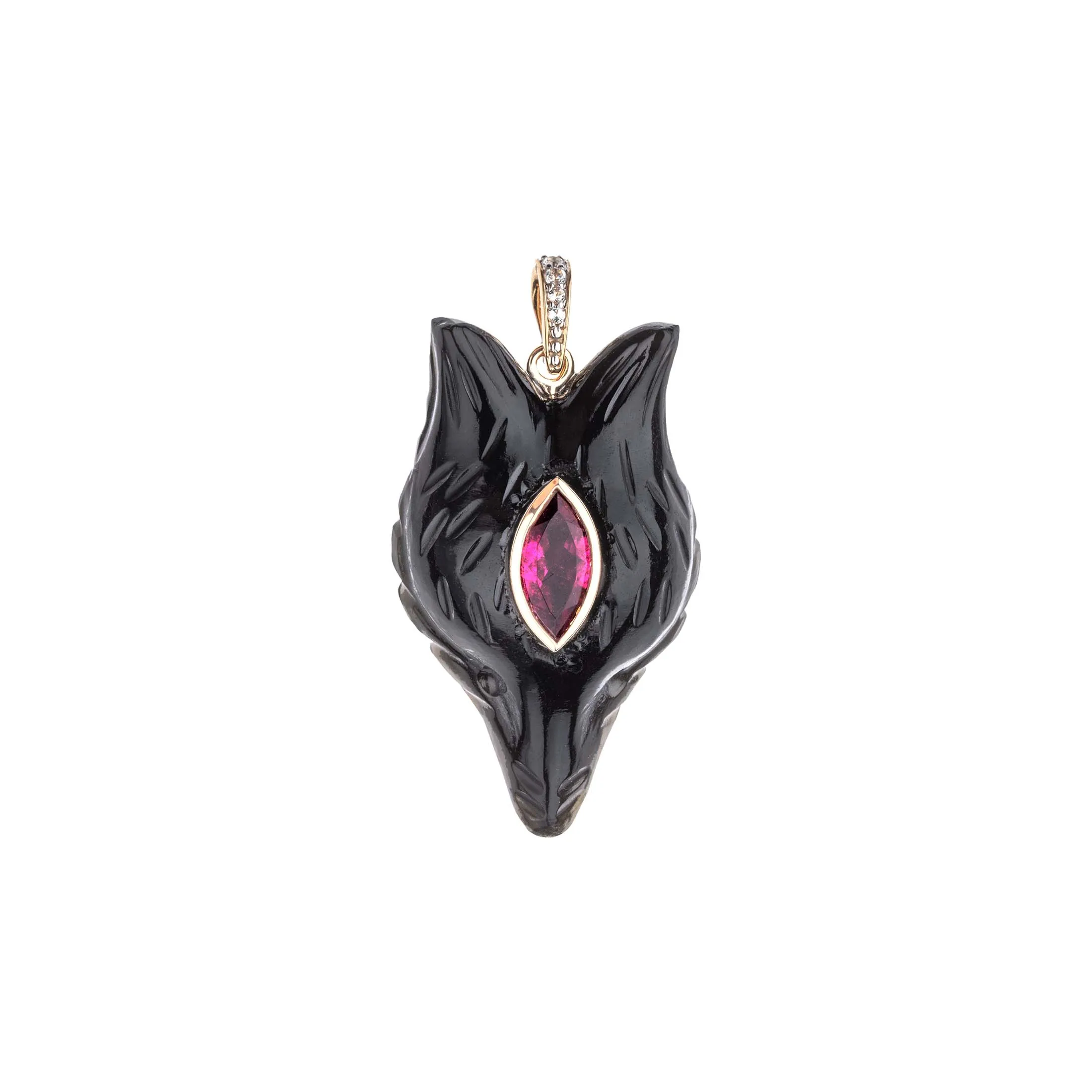 PROTECT Carved Fox Head Pendant in Solid Gold