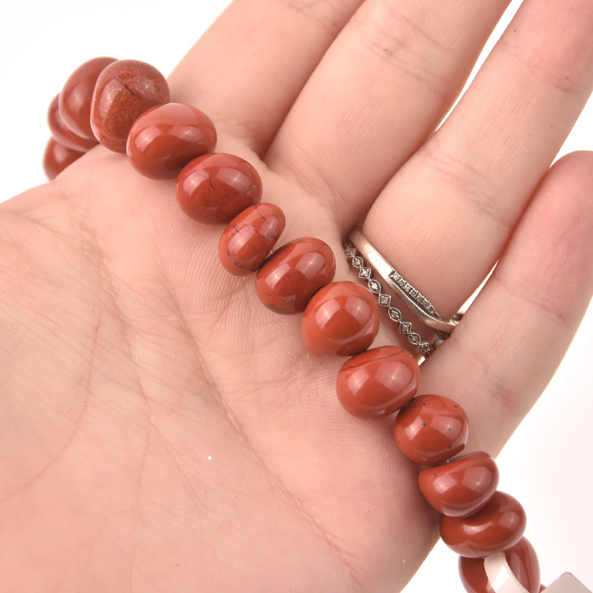 Red Jasper Half Strand, 12x8mm Pebble Gemstone Beads, 8 long gem0824