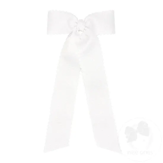 Scalloped Edge Grosgrain Bow with Streamer Tails