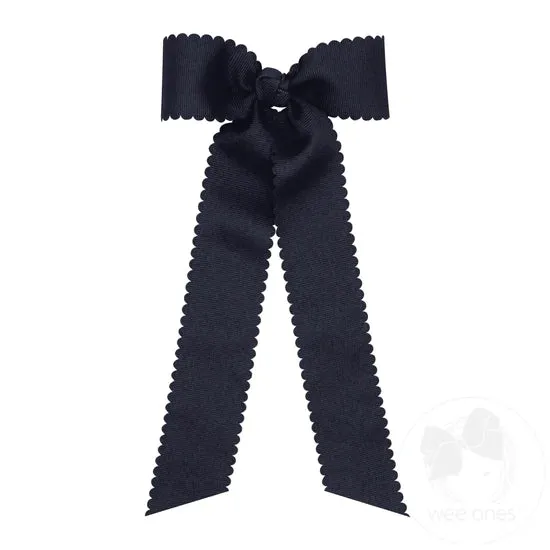 Scalloped Edge Grosgrain Bow with Streamer Tails