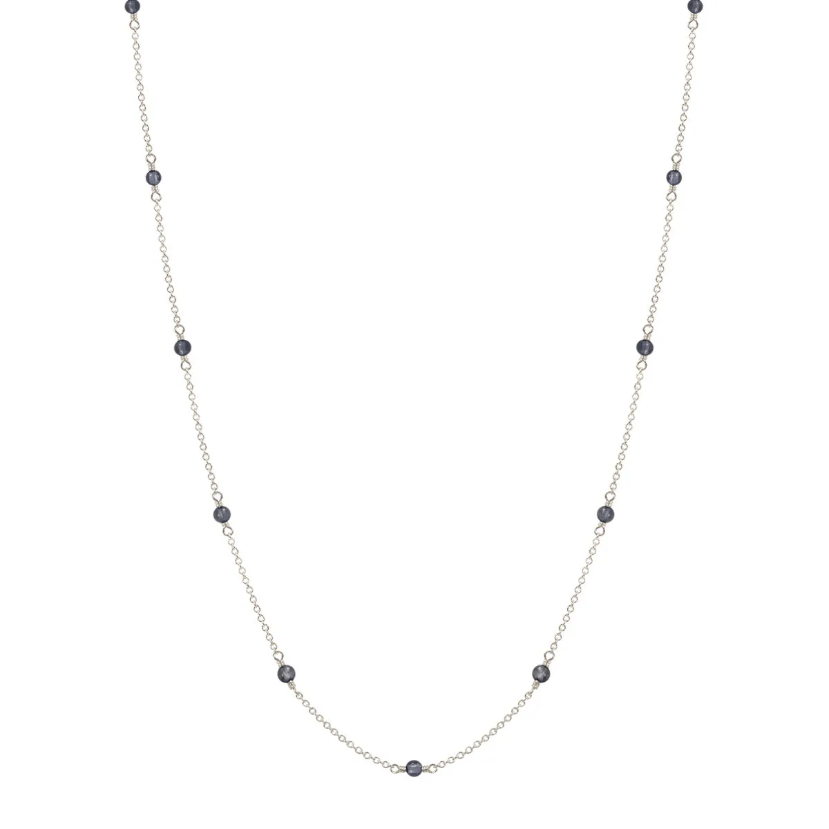 Sterling Silver Simple Beaded Chain with Iolite