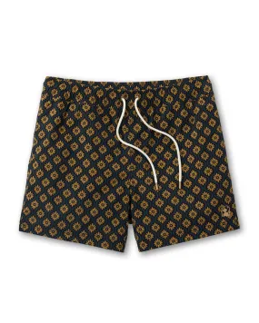 The Ventura Volley Swim Shorts - Oro Gardenia Print