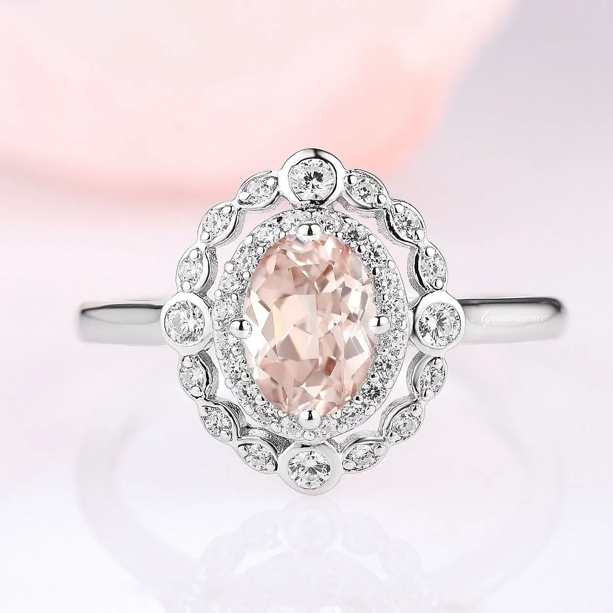 Valentina Morganite Ring- Sterling Silver