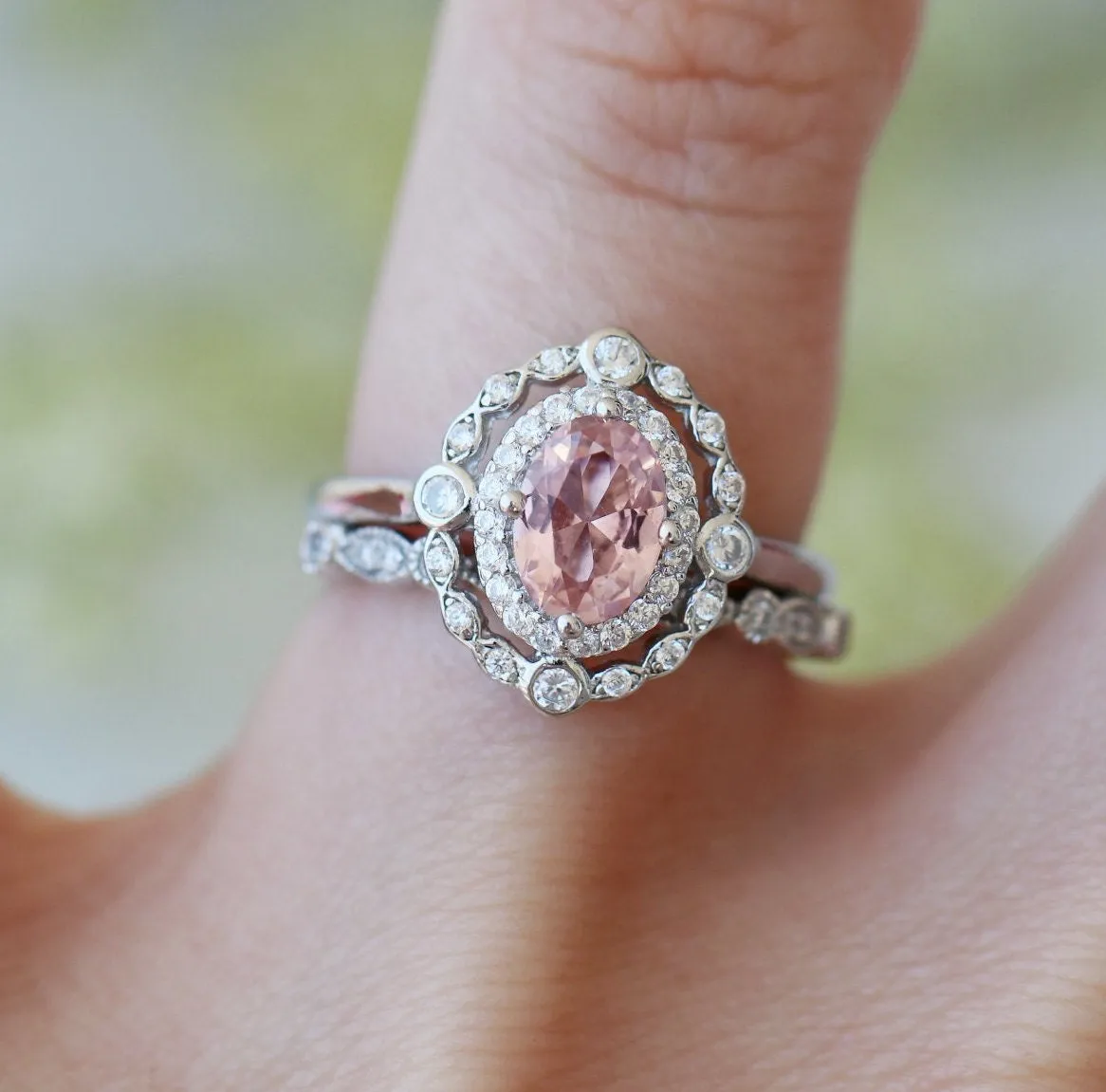 Valentina Morganite Ring- Sterling Silver