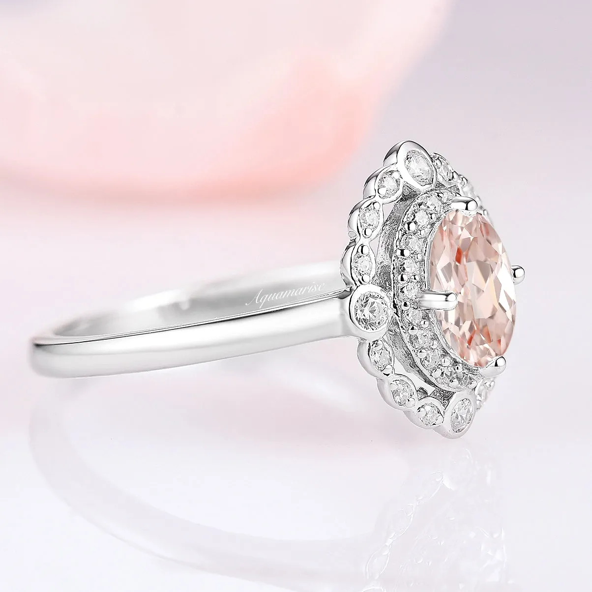 Valentina Morganite Ring- Sterling Silver